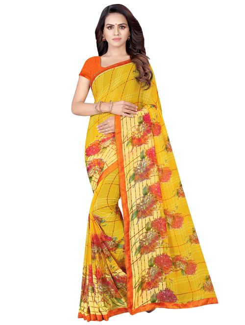floral printed saree with blouse - 16894831 - Very Small Image - 1
