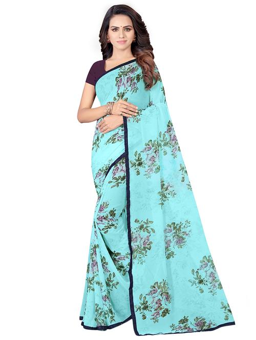 floral printed saree with blouse - 16894837 - Very Small Image - 1