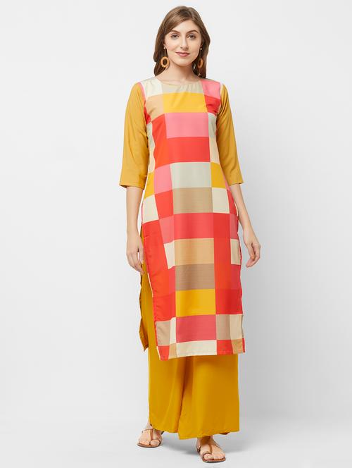 check print straight kurta - 16894846 - Very Small Image - 1
