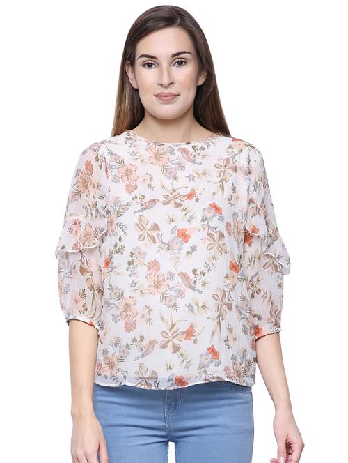 frill detail floral top - 16894956 - Very Small Image - 1