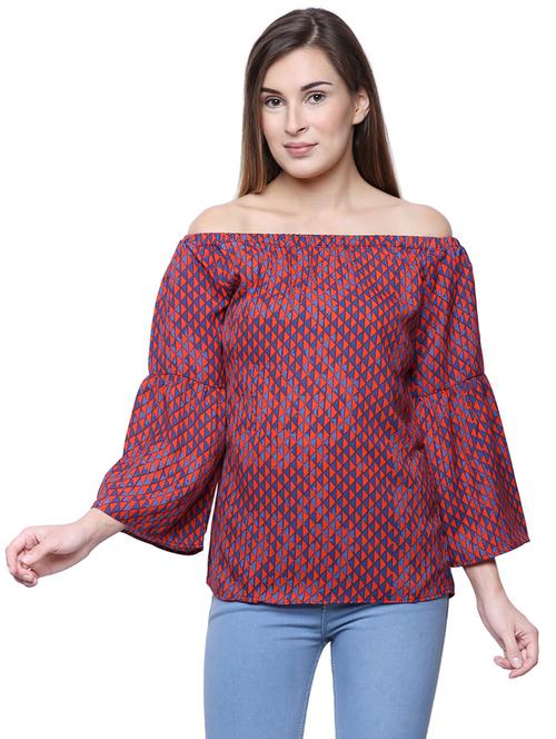 off shoulder geometric top - 16894958 - Very Small Image - 1