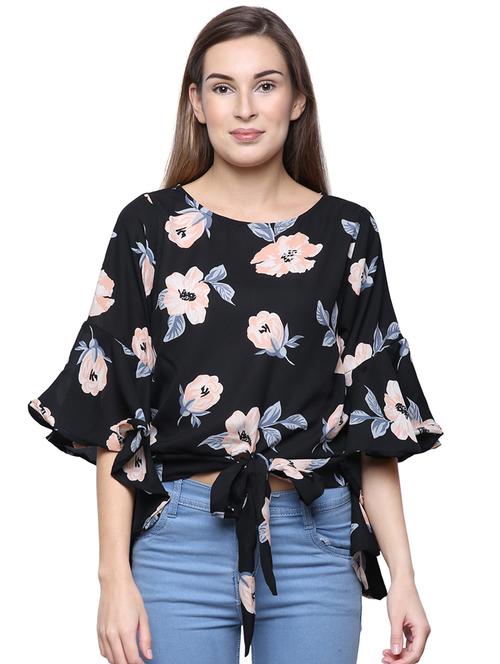 tie front floral top - 16894960 - Very Small Image - 1