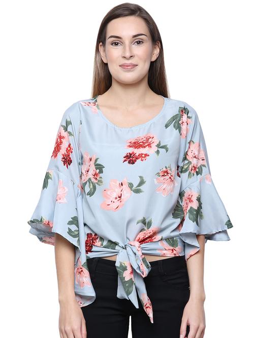 tie front floral top - 16894961 - Very Small Image - 1