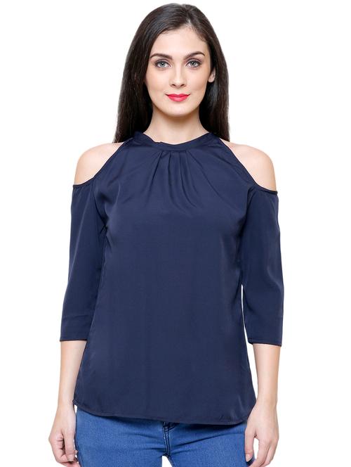 cold shoulder solid top - 16894985 - Very Small Image - 1