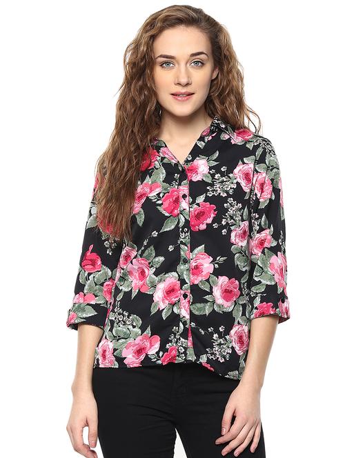 curved hem floral shirt - 16895064 - Very Small Image - 1