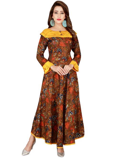 floral print a-line ethnic dress - 16895698 - Very Small Image - 1
