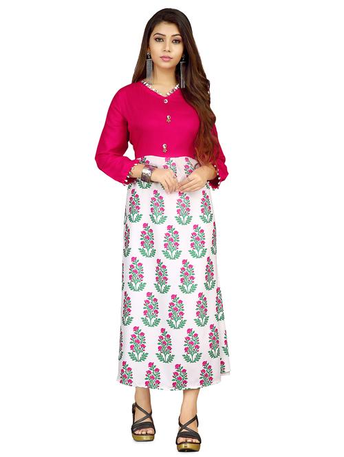floral a-line ethnic dress - 16895704 - Very Small Image - 1