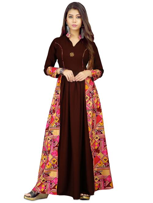 contrast a-line ethnic dress - 16895705 - Very Small Image - 1