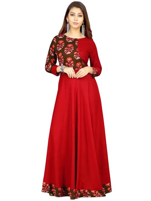 floral a-line ethnic dress - 16895718 - Very Small Image - 1