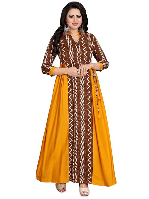 color block a-line ethnic dress - 16895723 - Very Small Image - 1