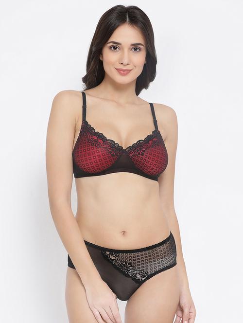 detachable strap laced bra and panty set - 16896035 - Very Small Image - 1