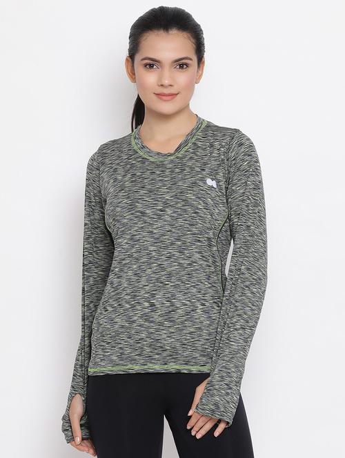 thumb hole sleeved melange tee - 16896089 - Very Small Image - 1