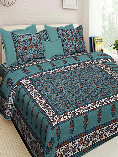 cotton jaipuri double bedsheet with 2 pillow covers - 16896173 - Very Small Image - 1