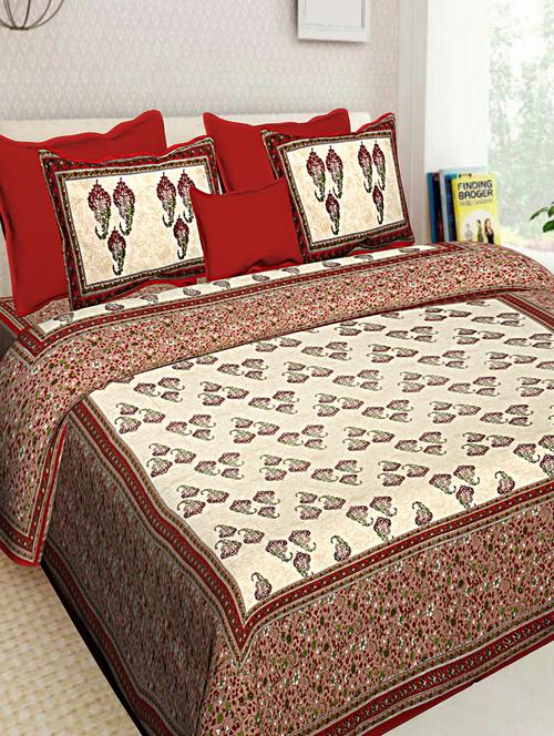 cotton jaipuri double bedsheet with 2 pillow covers - 16896185 - Very Small Image - 1