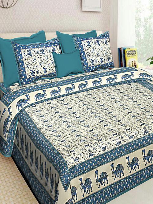 cotton jaipuri double bedsheet with 2 pillow covers - 16896191 - Very Small Image - 1