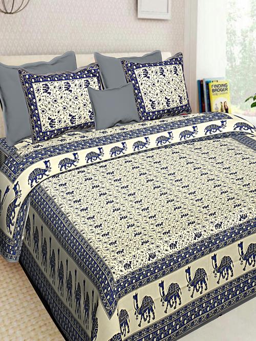 cotton jaipuri double bedsheet with 2 pillow covers - 16896192 - Very Small Image - 1