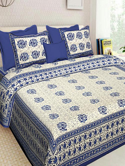 cotton jaipuri double bedsheet with 2 pillow covers - 16896196 - Very Small Image - 1