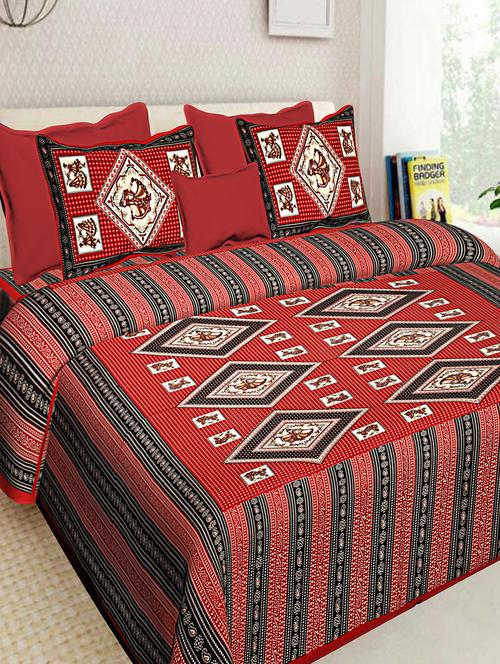 cotton jaipuri double bedsheet with 2 pillow covers - 16896199 - Very Small Image - 1