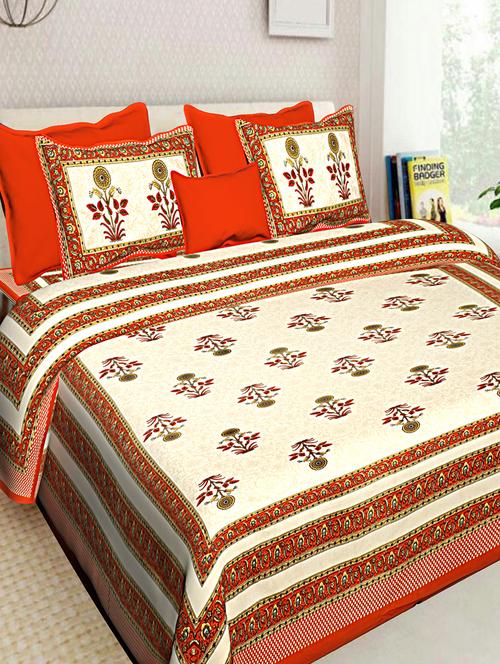 cotton jaipuri double bedsheet with 2 pillow covers - 16896203 - Very Small Image - 1