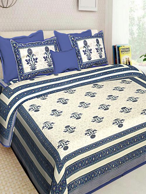 cotton jaipuri double bedsheet with 2 pillow covers - 16896207 - Very Small Image - 1