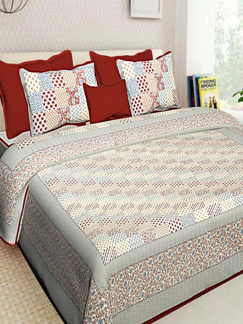 cotton jaipuri double bedsheet with 2 pillow covers - 16896208 - Very Small Image - 1