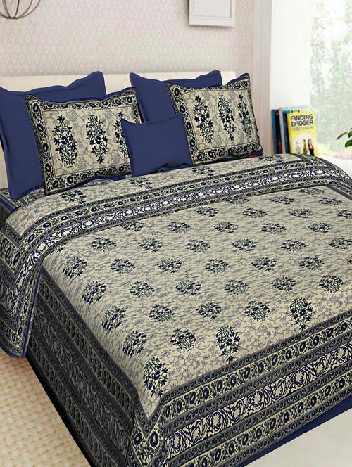 cotton jaipuri double bedsheet with 2 pillow covers - 16896217 - Very Small Image - 1