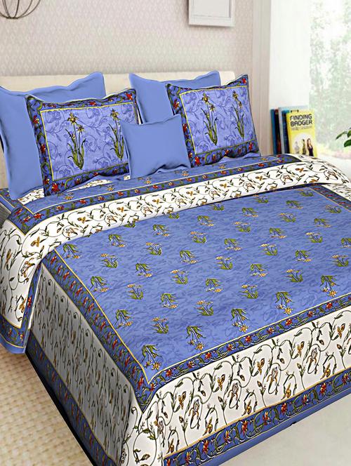 cotton jaipuri double bedsheet with 2 pillow covers - 16896218 - Very Small Image - 1