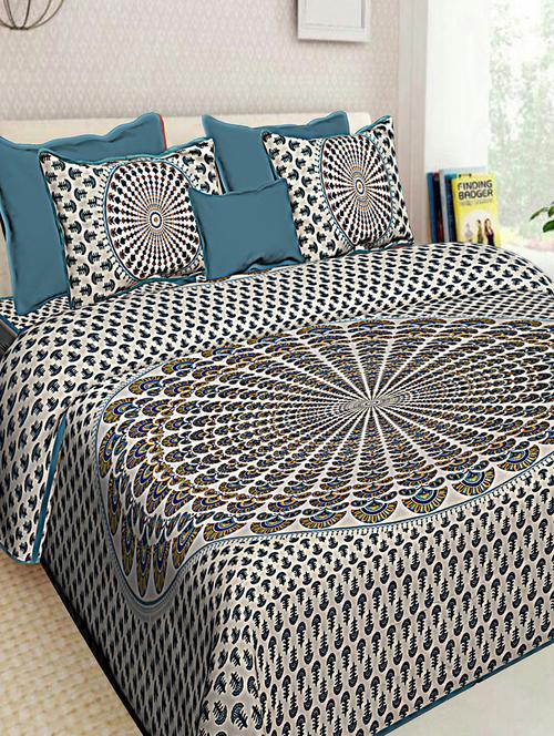 cotton jaipuri double bedsheet with 2 pillow covers - 16896229 - Very Small Image - 1