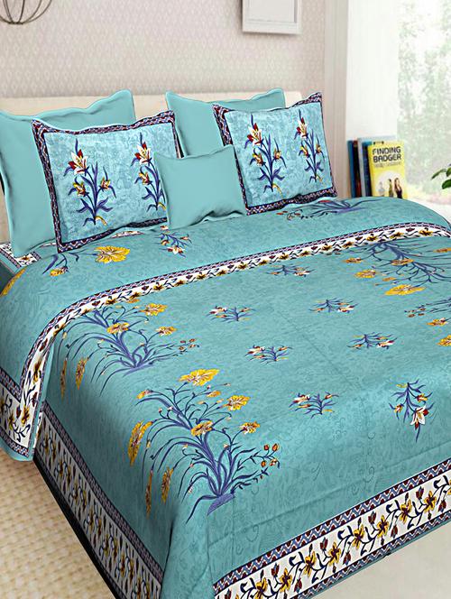 cotton jaipuri double bedsheet with 2 pillow covers - 16896234 - Very Small Image - 1