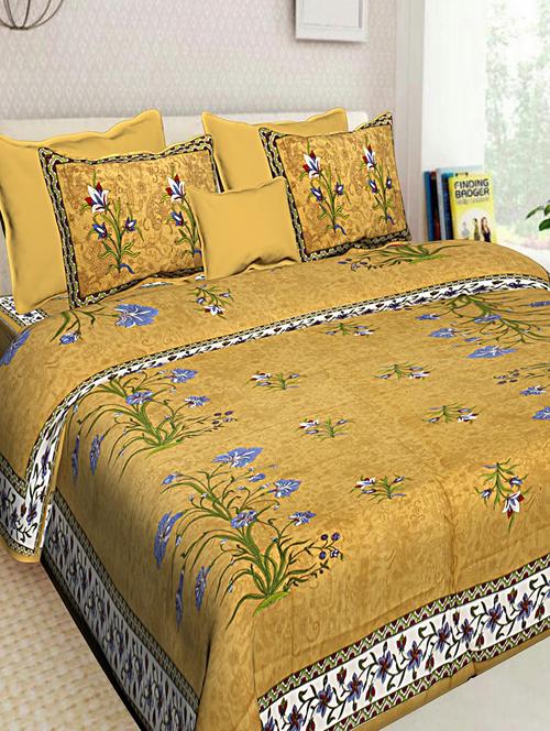 cotton jaipuri double bedsheet with 2 pillow covers - 16896236 - Very Small Image - 1
