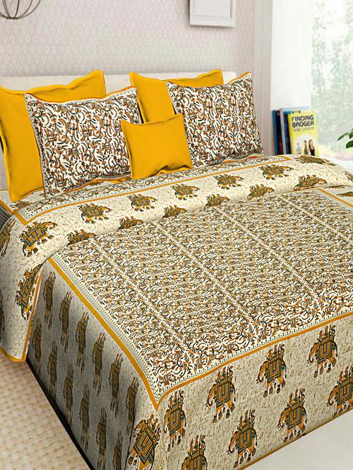 cotton jaipuri double bedsheet with 2 pillow covers - 16896240 - Very Small Image - 1