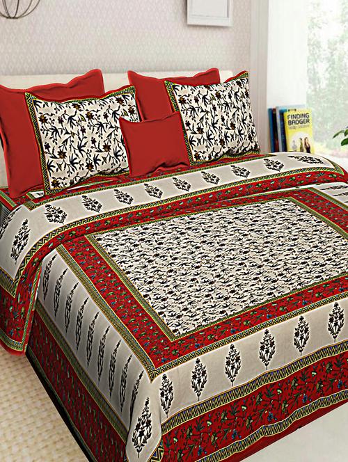 cotton jaipuri double bedsheet with 2 pillow covers - 16896255 - Very Small Image - 1
