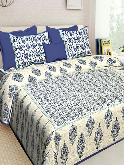 cotton jaipuri double bedsheet with 2 pillow covers - 16896264 - Very Small Image - 1