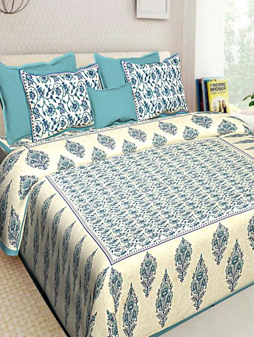 cotton jaipuri double bedsheet with 2 pillow covers - 16896266 - Very Small Image - 1