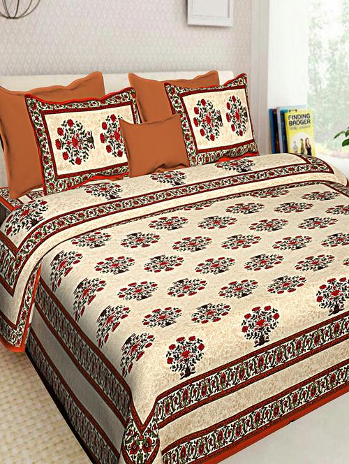 cotton jaipuri double bedsheet with 2 pillow covers - 16896269 - Very Small Image - 1