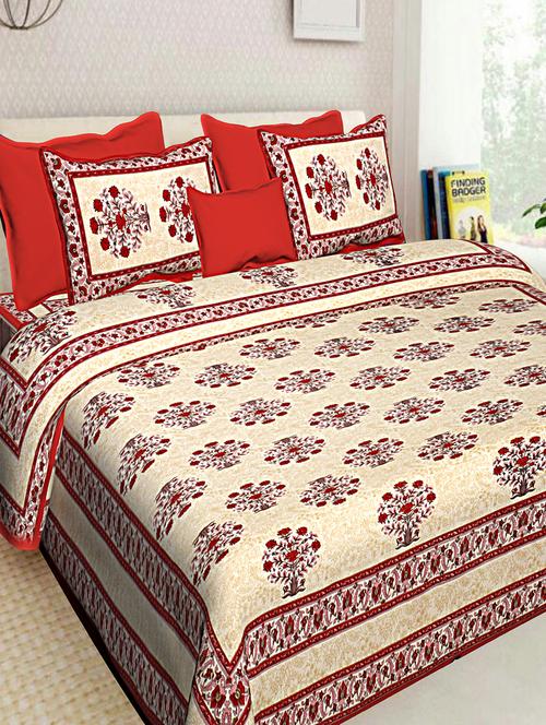cotton jaipuri double bedsheet with 2 pillow covers - 16896271 - Very Small Image - 1