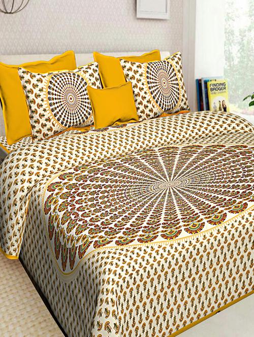 cotton jaipuri double bedsheet with 2 pillow covers - 16896281 - Very Small Image - 1