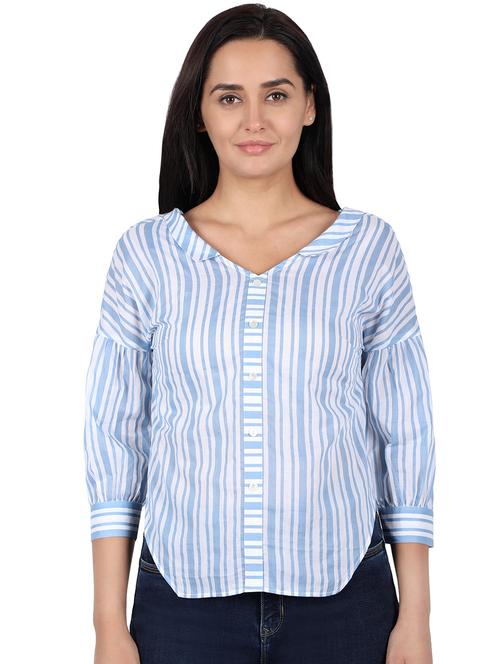 v neck striped top - 16896345 - Very Small Image - 1