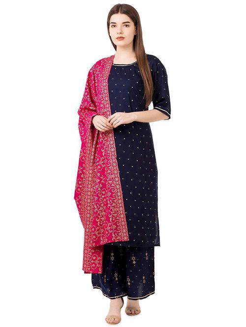 gold print kurta palazzo set - 16897120 - Very Small Image - 1