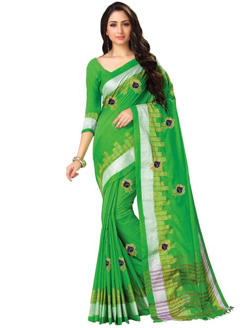 embroidered bordered saree with blouse - 16899842 - Very Small Image - 1