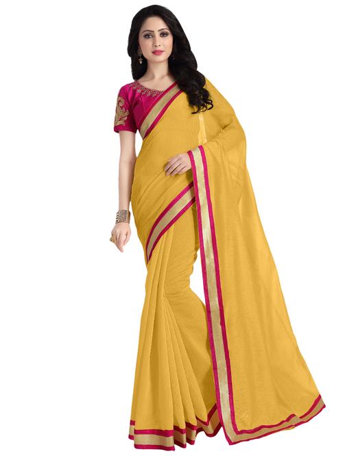 solid bordered saree with blouse - 16899869 - Very Small Image - 1