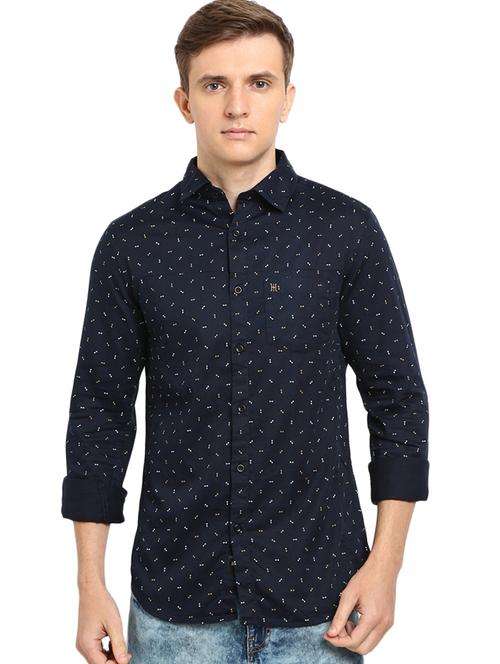 navy blue printed casual shirt - 16900199 - Very Small Image - 1