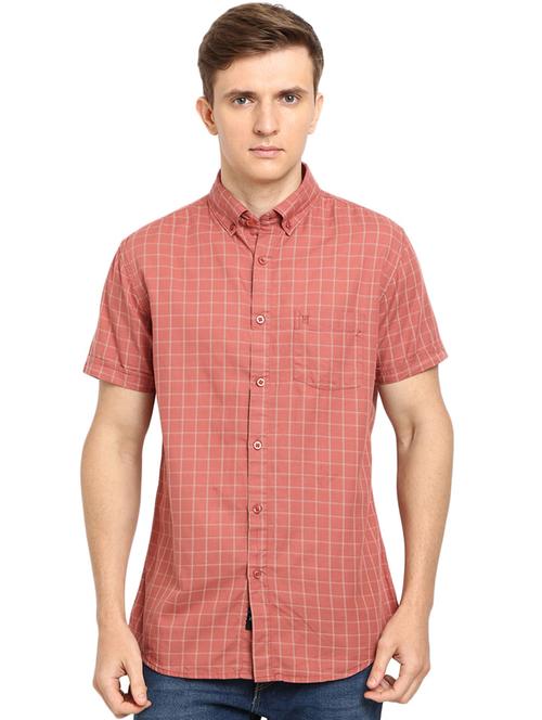 orange checkered casual shirt - 16900202 - Very Small Image - 1
