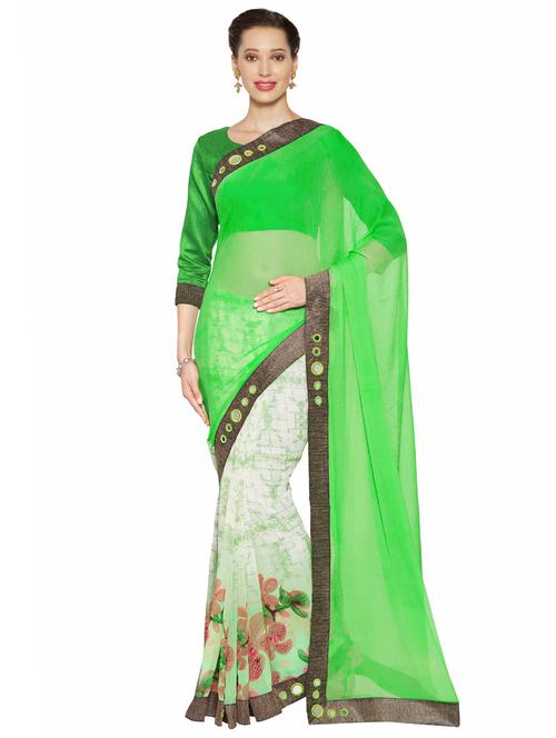 floral half and half saree with blouse - 16900213 - Very Small Image - 1