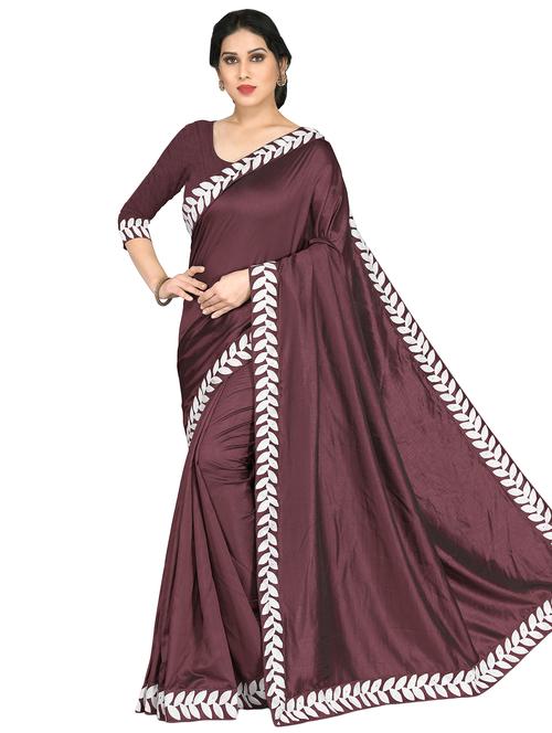 solid bordered saree with blouse - 16900246 - Very Small Image - 1