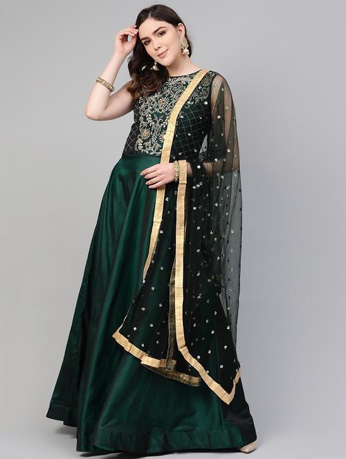 embellished silk a-line gown - 16901159 - Very Small Image - 1