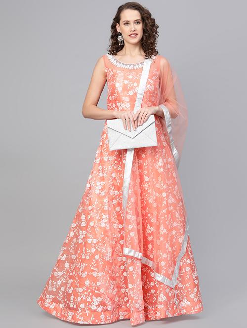 embellished silk a-line gown - 16901160 - Very Small Image - 1