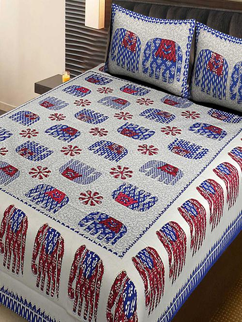 cotton jaipuri double bedsheet with 2 pillow covers - 16901319 - Very Small Image - 1