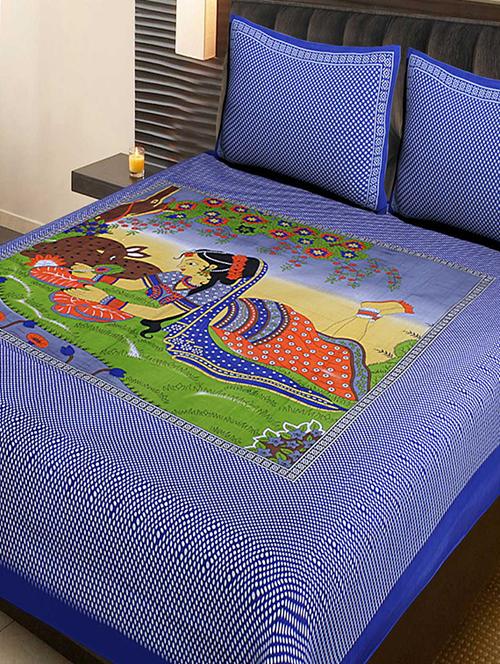 cotton jaipuri double bedsheet with 2 pillow covers - 16901325 - Very Small Image - 1