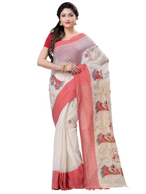 conversational tant saree with blouse - 16901348 - Very Small Image - 1